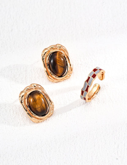 Love in Brilliance| s925 Tiger Eye Energy Stone earrings