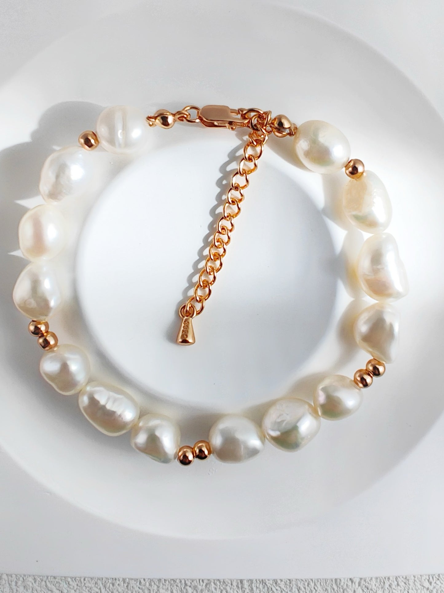 s925 silver vintage gold baroque pearl bracelet ｜Discount