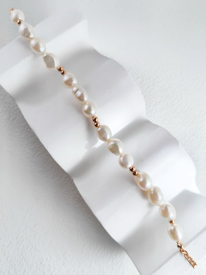 s925 silver vintage gold baroque pearl bracelet ｜Discount