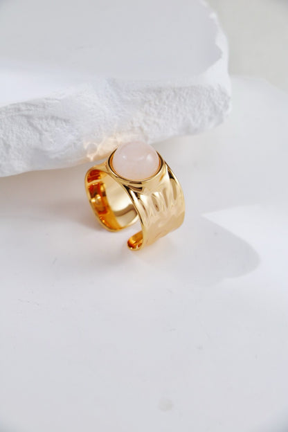 Vintage Gold Black Onyx ｜White Crystal ring｜s925 silver