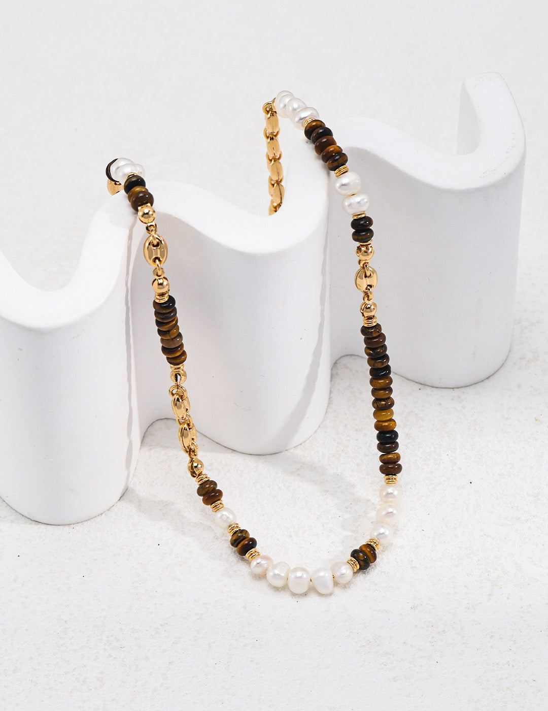 Tiger eye stone ｜ s925 silver ｜Natural pearl necklace