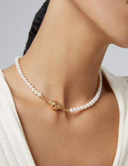 Exquisite Natural pearl necklace | s925 silver plated with 18k real gold