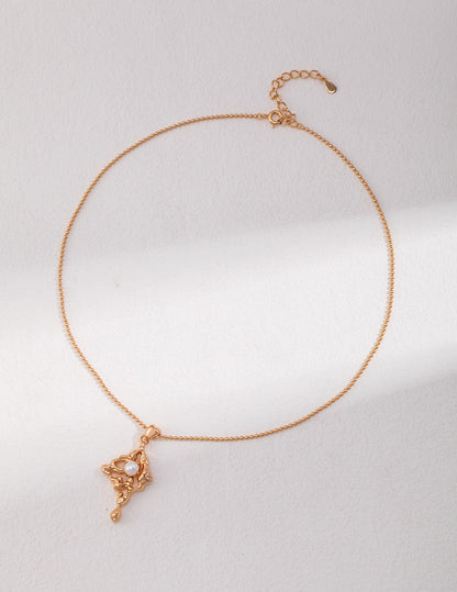 Natural element design ｜vintage golden color s925 silver necklace