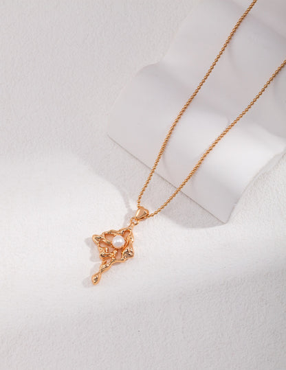 Natural element design ｜vintage golden color s925 silver necklace