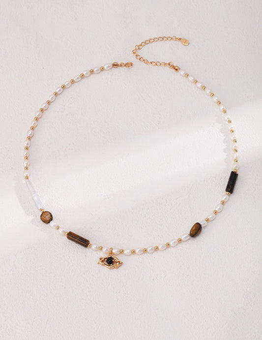 s925 silver｜Tiger eye stone ｜Black Onyx necklace