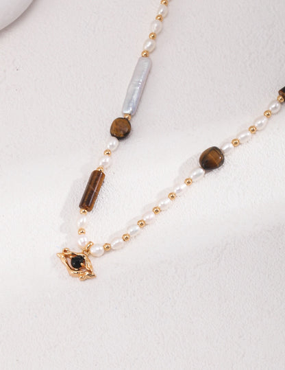 s925 silver｜Tiger eye stone ｜Black Onyx necklace