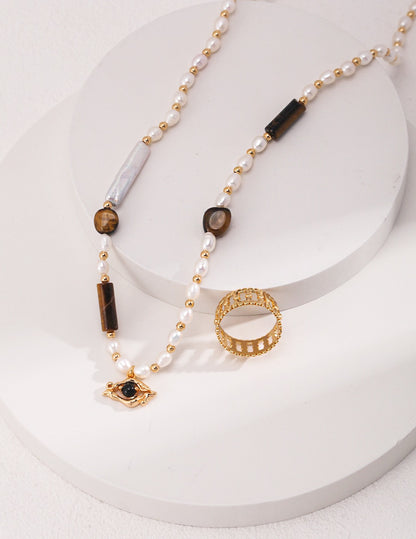 s925 silver｜Tiger eye stone ｜Black Onyx necklace