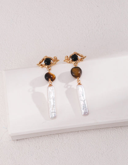 925 silver | elegant and fashionable Tiger eye stone earrings