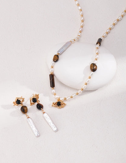 s925 silver｜Tiger eye stone ｜Black Onyx necklace